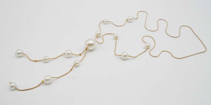 Big Simulated Pearl Necklace Costume Jewelry Vintage Fashion Long Sweater Chain Necklaces Women Bijoux Wholesale