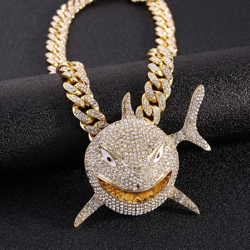 Big Size 6IX9INE Shark Pendant Necklace For Men Hip Hop BOY Jewelry Wi