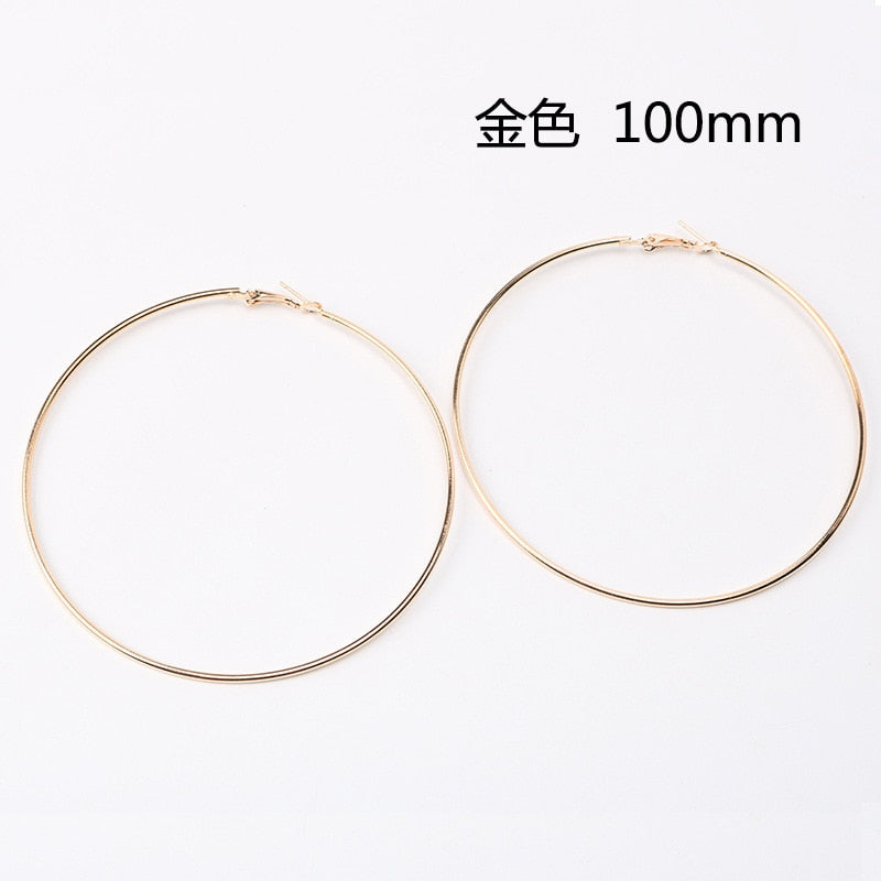 Big Size 90mm 100mm Hoop Earrings for Women Classice Round Silver Gold Circle Women Jewelry Accessory Punk Brincos Pendientes
