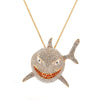 Big Size AAA Zircon Shark Pendant Necklace For Men Hip Hop Bling Jewelry With Chain  Jewelry