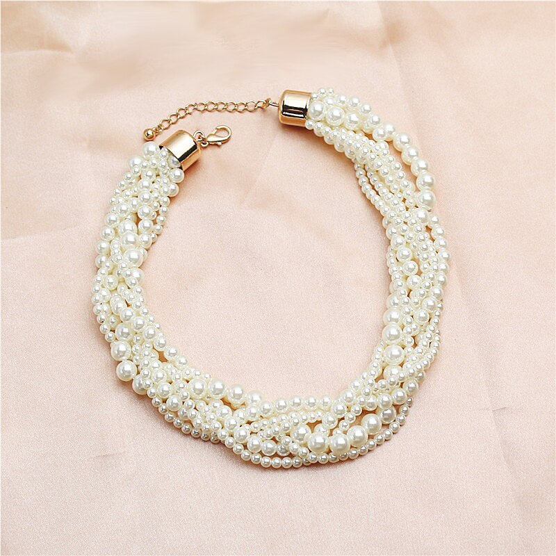 Big Statement Handmade Pearls Beads Necklace Women Bohemian Multi-layer Beaded Vintage Long Necklaces Layers Jewelry