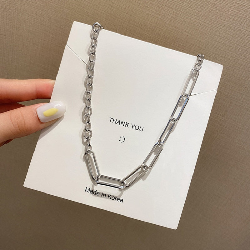 Big Thick Chain Punk Necklace For Women Men Hip Hop 2021 Minimalist Goth Jewelry Unisex Gifts Asymmetry Necklace