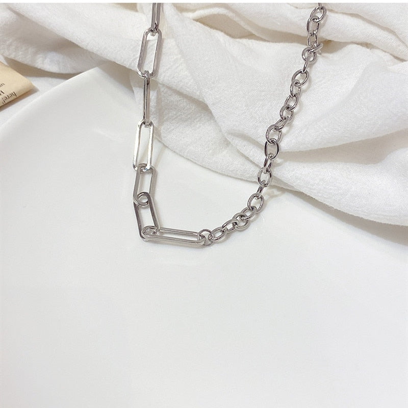 Big Thick Chain Punk Necklace For Women Men Hip Hop 2021 Minimalist Goth Jewelry Unisex Gifts Asymmetry Necklace