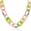 Big Wide Green Pink Colorful Acrylic Cuban Chain Choker Necklace for Women Stainless Steel Carabiner Climbing Lock Party Jewelry