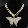 Big size Butterfly pendant charm 12mm bubble miami curb cuban chain hip hop necklace rapper gift rock men women jewelry golden