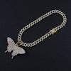 Big size Butterfly pendant charm 12mm bubble miami curb cuban chain hip hop necklace rapper gift rock men women jewelry golden