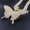 Big size Butterfly pendant charm 12mm bubble miami curb cuban chain hip hop necklace rapper gift rock men women jewelry golden