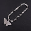 Big size Butterfly pendant charm 12mm bubble miami curb cuban chain hip hop necklace rapper gift rock men women jewelry golden