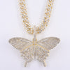 Big size Butterfly pendant charm 12mm bubble miami curb cuban chain hip hop necklace rapper gift rock men women jewelry golden