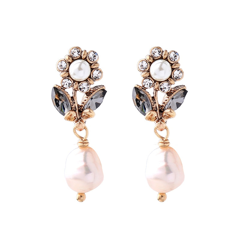 Bijoux Cultured Pearl Flower Earrings Fashion Jewelry Online Shopping India Women Short Earrings Hanging Accessories