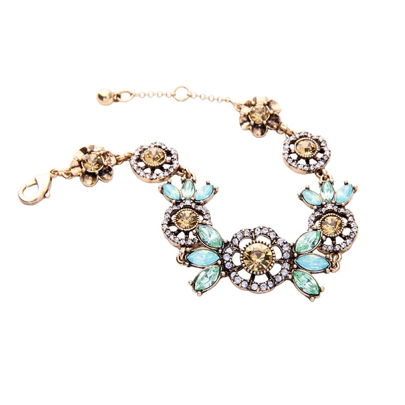 Bijoux Vintage Crystal Flower Bracelet for Women Online Shopping India Fashion Charm Bracelet Brand Jewelry