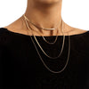 Biokia Multilayer HipHop Necklace Choker For Women Statement Gold Color Simple Snake Bone Chain Personality Neck Female Jewelry