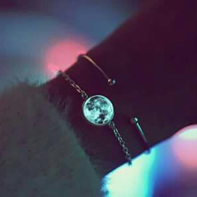 Birth Moon Bracelet Glow In The Dark Moon Phase Silver Chain Bracelet Glowing Birthd Moon Jewelry Lunar Phase Bracelets Charm