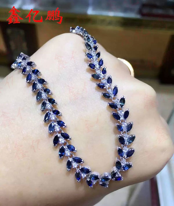 Bkuan 925 sterling silver with natural sapphire bracelet