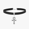 Black 10mm Flat Faux Suede Cord Egypt Ankh Cross Charm Choker 13 Inches Necklace Wiccan Pagan Gothic Jewelry