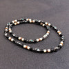 Black 6mm Stones Bead with Hematite spacer beads Surfer Necklace for men tribal jewelry