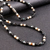 Black 6mm Stones Bead with Hematite spacer beads Surfer Necklace for men tribal jewelry