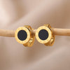 Black Acrylic Roman Numer Earrings for Women Stainless Steel Gold Color Earrings Romantic Couple Wedding Jewerly Christmas Gifts