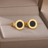 Black Acrylic Roman Numer Earrings for Women Stainless Steel Gold Color Earrings Romantic Couple Wedding Jewerly Christmas Gifts