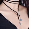 Black Adjustable Velvet Choker Punk Round Pendant Coin Necklace Women Body Jewelry Bikini Beach Holiday long necklace Summer