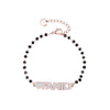 Black Bead Chain Bracelets Rose Gold Silverly Crystal Heart AMORE/FAMILY LettersTrendy Bracelet For Woman Jewelry Gifts