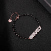 Black Bead Chain Bracelets Rose Gold Silverly Crystal Heart AMORE/FAMILY LettersTrendy Bracelet For Woman Jewelry Gifts