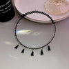 Black Beads Vintage Chokers For Women French Romantic Clavicle Chain Party Gift Simple Tassel Necklaces Prom Accessories