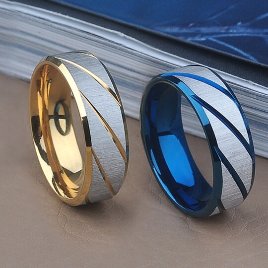 Black Blue Gold Twill Ring Titanium Band Brushed Wedding Stainless Steel Solid Ring Men Women 316L Stainless Steel Rings