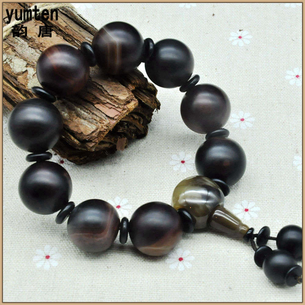 Black Bracelet Men Beads Obsidian Bracelets Agate Jewelry Natural Stone Fashionable Luxury Bracelet Crystal Stone Jewelry Agate
