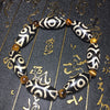 Black Chalcedony Ajustable Bracelet 3 Eyes Dzi Bead Amulet with Tiger Tooth Beads High Quality Bracelet Bring Good Luck