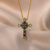 Black Color Cross Pendant Necklace for Women Cuban Chains Stainless Steel Necklaces Jesus Religious Couple Aesthetic Jewelry