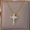 Black Color Cross Pendant Necklace for Women Cuban Chains Stainless Steel Necklaces Jesus Religious Couple Aesthetic Jewelry