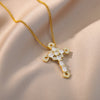 Black Color Cross Pendant Necklace for Women Cuban Chains Stainless Steel Necklaces Jesus Religious Couple Aesthetic Jewelry