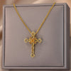 Black Color Cross Pendant Necklace for Women Cuban Chains Stainless Steel Necklaces Jesus Religious Couple Aesthetic Jewelry