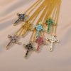 Black Color Cross Pendant Necklace for Women Cuban Chains Stainless Steel Necklaces Jesus Religious Couple Aesthetic Jewelry