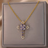 Black Color Cross Pendant Necklace for Women Cuban Chains Stainless Steel Necklaces Jesus Religious Couple Aesthetic Jewelry