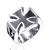 Black Cross Shape Ring Men's Ring Metal Electro-Optical Pattern Ring Accessories Party Jewelry Size 7-12