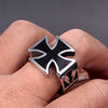 Black Cross Shape Ring Men's Ring Metal Electro-Optical Pattern Ring Accessories Party Jewelry Size 7-12
