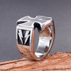 Black Cross Shape Ring Men's Ring Metal Electro-Optical Pattern Ring Accessories Party Jewelry Size 7-12