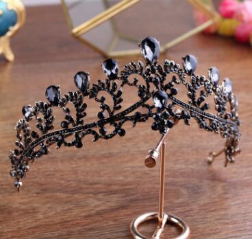 Black Crown wedding tiara headband rhinestones Bridal Hair Accessories vintage crowns bride diadem pageants head hair jewelry