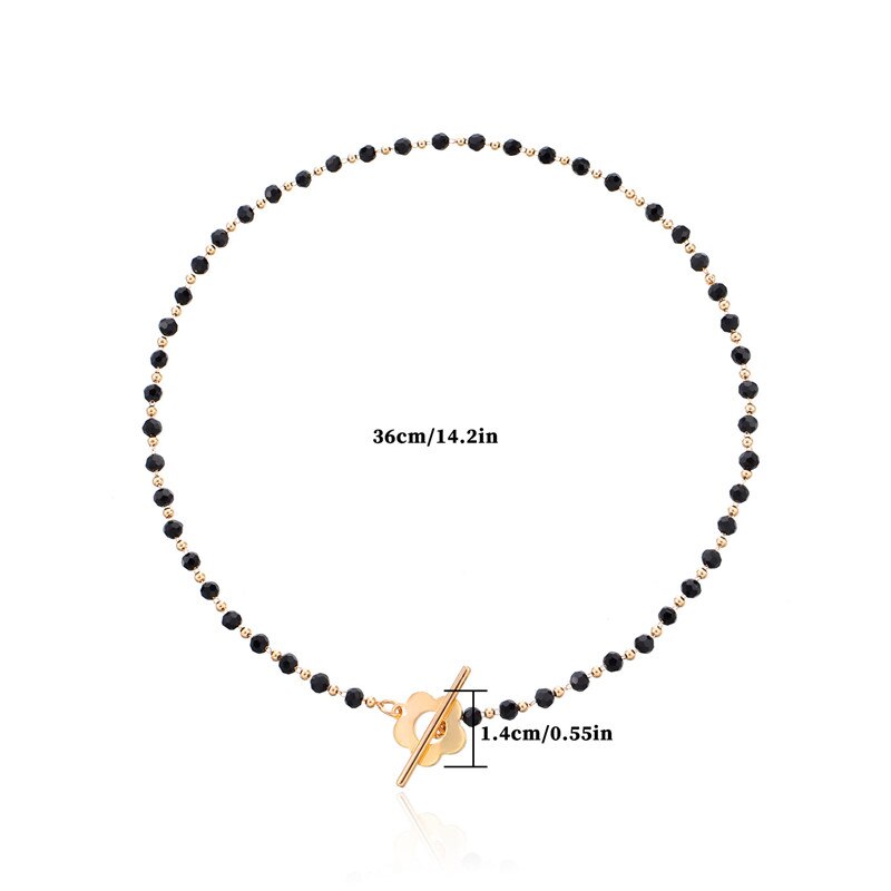 Black Crystal Beads Chain Chokers Necklaces For Women Gold Color Clavicle Charm Necklace Handmade Bohemian Jewelry Accessories