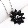 Black Dahlia Necklaces Vintage Flower Crystal Copper Alloy Pendant Necklace with Beads Chain Jewelry