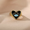 Black Enamel Heart Rings for Women Open Adjustable Stainless Steel Evil Eye Ring 2023 Trend Couple Party Jewelry anillos mujer