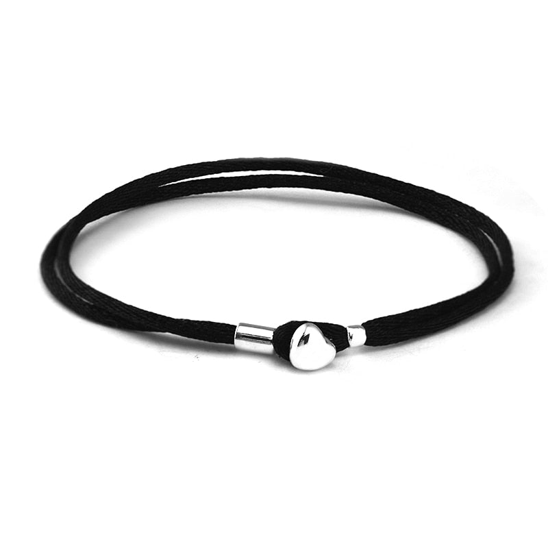 Black Fabric Cord Bracelets 100% 925 Sterling Silver Fine Jewelry For Women Wholesales