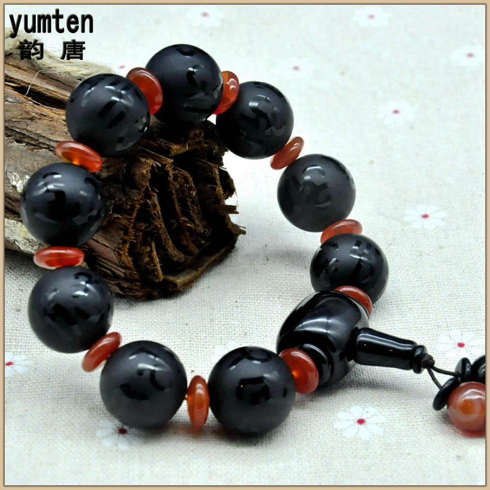 Black Frosted Agate Stone Bracelet Obsidian Unisex Kehribar Natural Beads Irregular Fine Jewelry Gifts Women Men Jewelry Charm