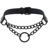 Black Gothic O Chain choker collar harajuku Punk Choker women girls black leather chocker emo Kawaii witch jewelry