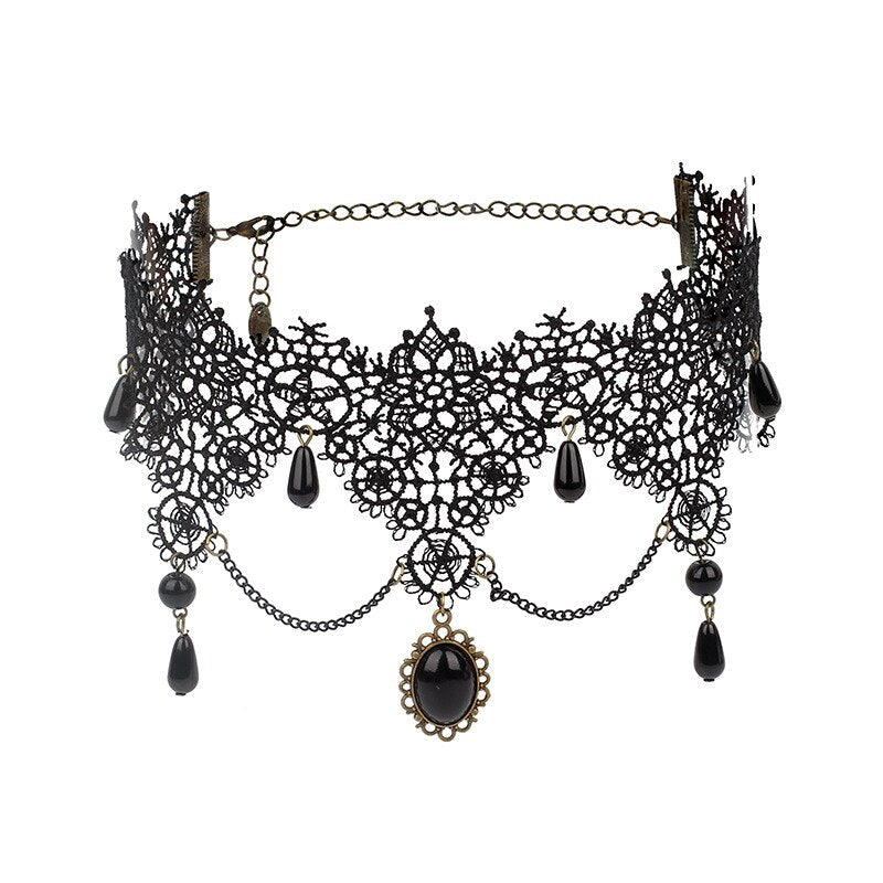 Black Gothic Women's Necklace Necklace Collar Chic Black Short Lace Glamour Woman Neck Choker Jewelry