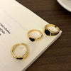 Black Hexagon Heart Women's Ring Gold Sliver Colour Rings For Girls   Designer Retro Jewelry Accessories