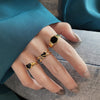 Black Hexagon Heart Women's Ring Gold Sliver Colour Rings For Girls   Designer Retro Jewelry Accessories
