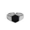Black Hexagon Heart Women's Ring Gold Sliver Colour Rings For Girls   Designer Retro Jewelry Accessories